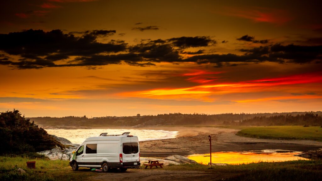 Van in the sunrise Embracing the Beauty of Van Life Adventures