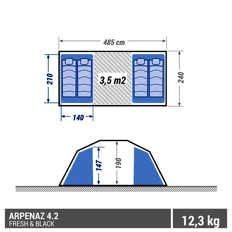 Quechua Arpenaz Fresh & Black Waterproof Family Camping Tent 4 Person -Hike and Camp Deals