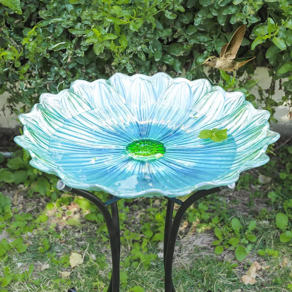 MUMTOP Outdoor Glass Birdbath - 1