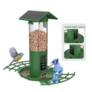 STLFSmart Dual CamerassBird Feeder 2K HD Solar Powered 3L Capacity 170 Degree Dual View Night Vision WiFi APP Control